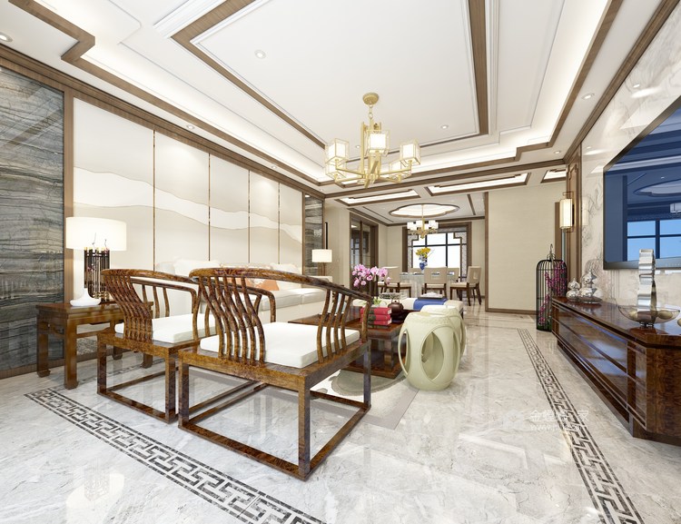 160平上海公馆新中式风格-空间效果图
