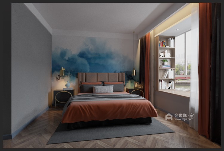 128平海河湾现代风格-刹那芳华-卧室效果图及设计说明