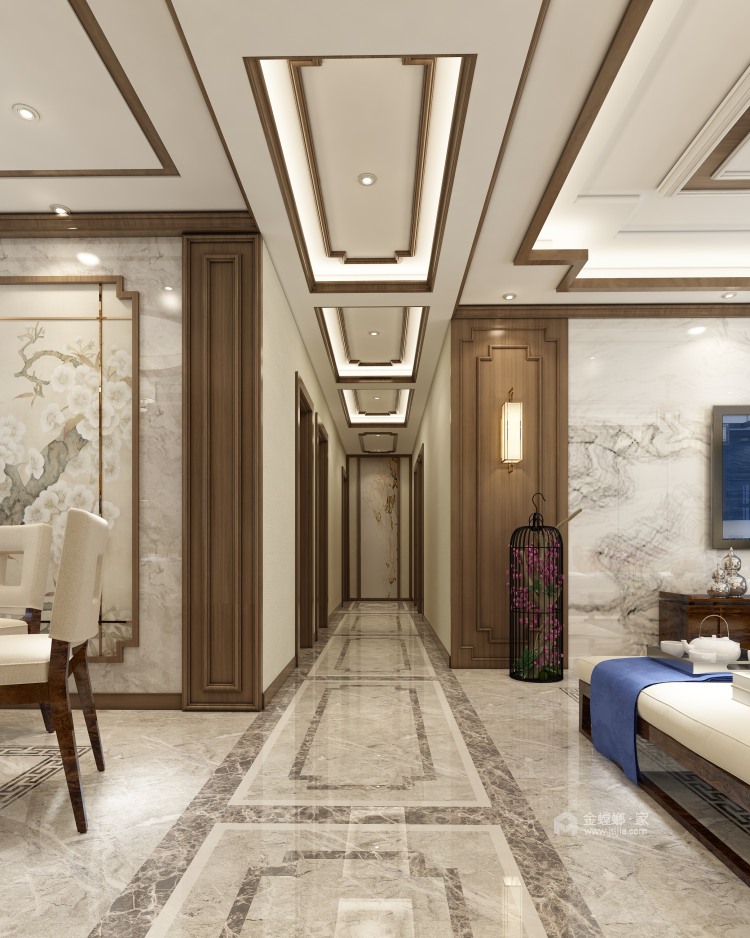 160平上海公馆新中式风格-走廊