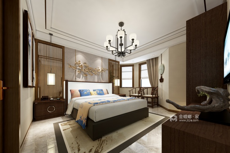 160平上海公馆新中式风格-卧室效果图及设计说明