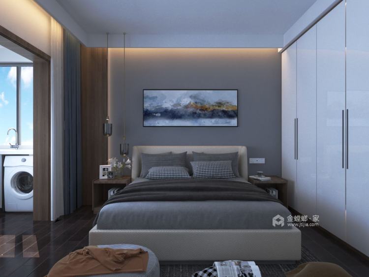 138平绿地新城现代风格-梦幻海滩-卧室效果图及设计说明