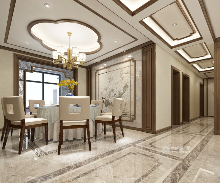 160平上海公馆新中式风格-餐厅效果图及设计说明