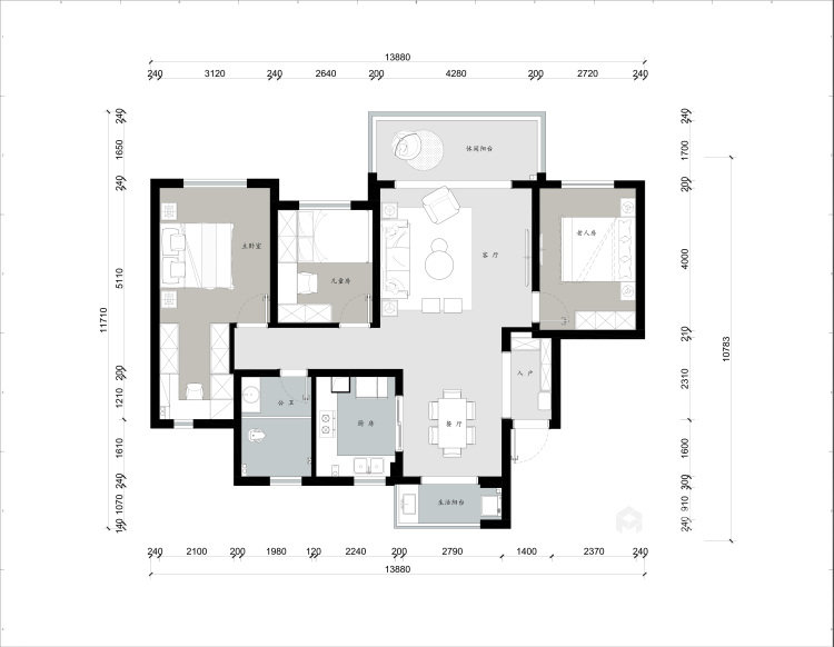 117平利兹堡现代风格-黑白格调-平面设计图及设计说明