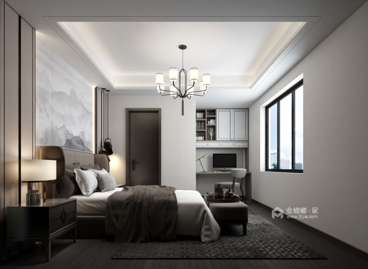 136平十里江南新中式风格-闲居雅趣-卧室效果图及设计说明