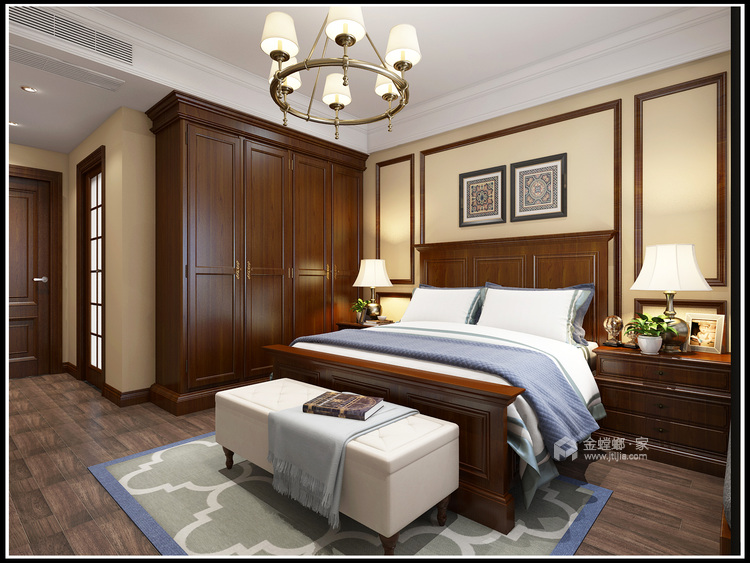 140平九龙新城美式风格-卧室效果图及设计说明