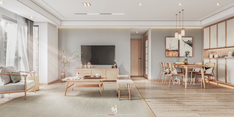 120平阳光公寓日式风格-客厅效果图及设计说明