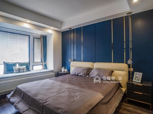130平一城江山现代风格-极光蓝-卧室效果图及设计说明
