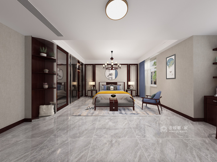 224平水城庄园新中式风格-卧室效果图及设计说明