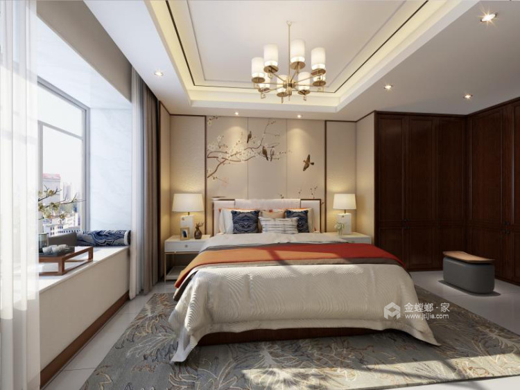 130平唐延九郡新中式风格-卧室效果图及设计说明