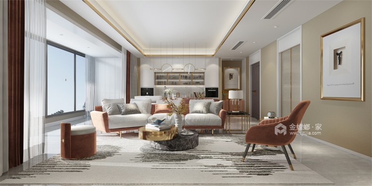 190平龙湖香醍澜湾现代风格-客厅效果图及设计说明