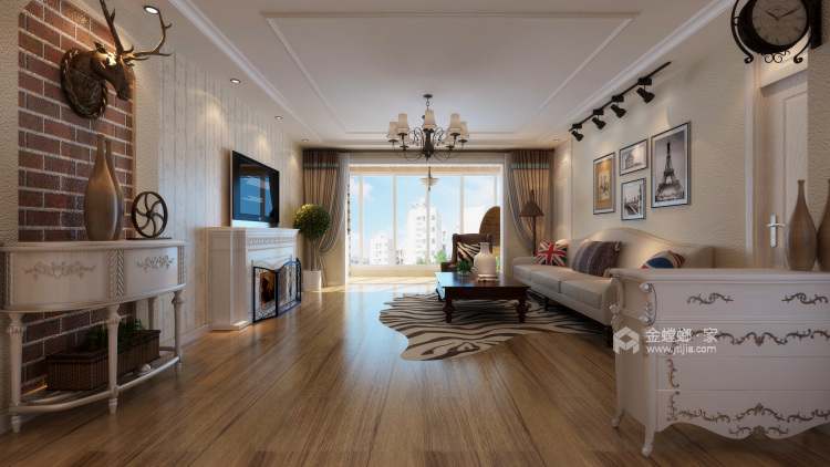 170平水城国际简美风格-客厅效果图及设计说明