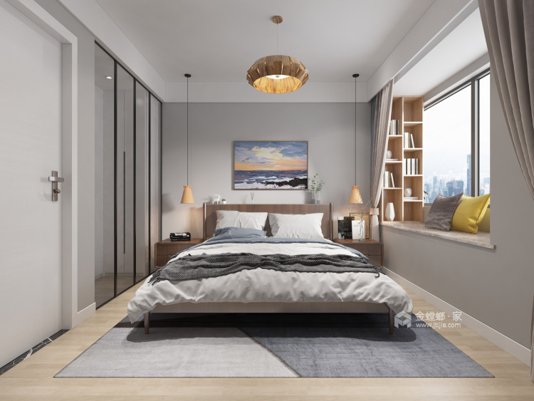 90平水岸清华北欧风格-雾霾蓝小三居-卧室效果图及设计说明