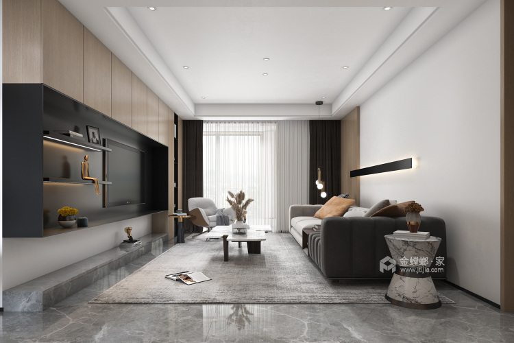 135平吴郡半岛现代风格-储物超强的家-客厅效果图及设计说明