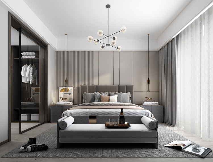 93平十里江南现代风格-黑白灰温润空间-餐厅效果图及设计说明