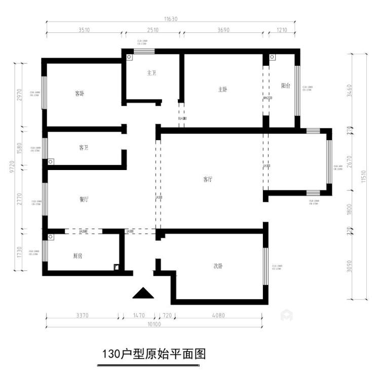 130平盛世澜庭新中式风格-业主需求&原始结构图