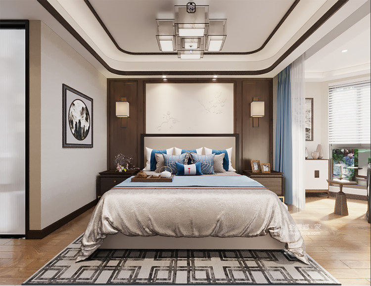 145平中南世纪花城新中式风格-卧室效果图及设计说明