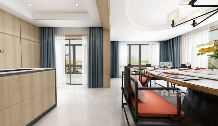 420平岚山别墅新中式风格-禅动-餐厅效果图及设计说明