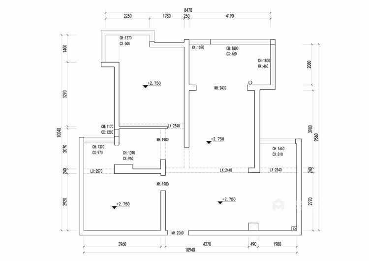 110平新江南花苑现代风格-简单的线条，简单的组合-业主需求&原始结构图