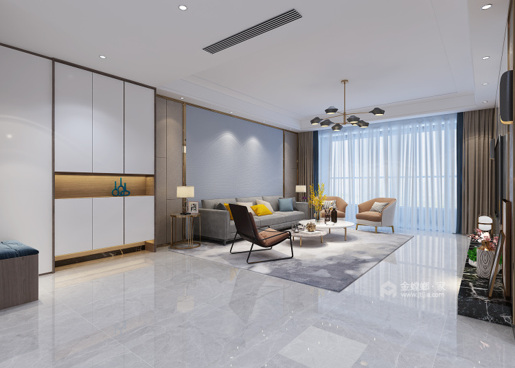 350平艺馨公寓现代风格-一样的简约不一样的精致-客厅效果图及设计说明