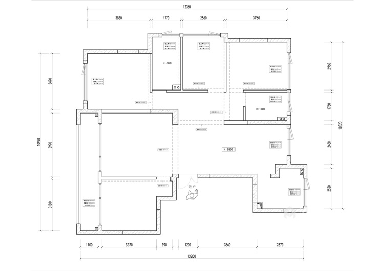 120平玉兰花园现代风格-高级黑白灰-业主需求&原始结构图