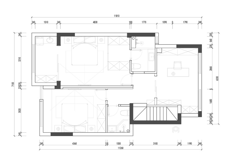 140平东方御园现代风格-精致轻奢双层洋房案例-平面布置图