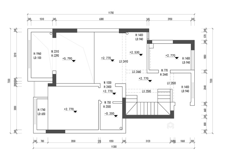 140平东方御园现代风格-精致轻奢双层洋房案例-业主需求&原始结构图