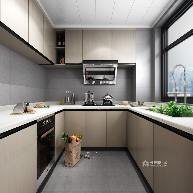 130平诺贝尔国际现代风格-空间的使命-轻奢-厨房