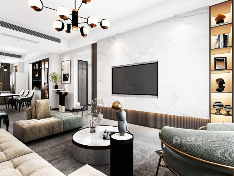 130平诺贝尔国际现代风格-空间的使命-轻奢-客厅效果图及设计说明