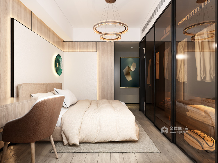 102平新天鹅堡现代风格-原木、简约、生机、山水、禅意-卧室效果图及设计说明