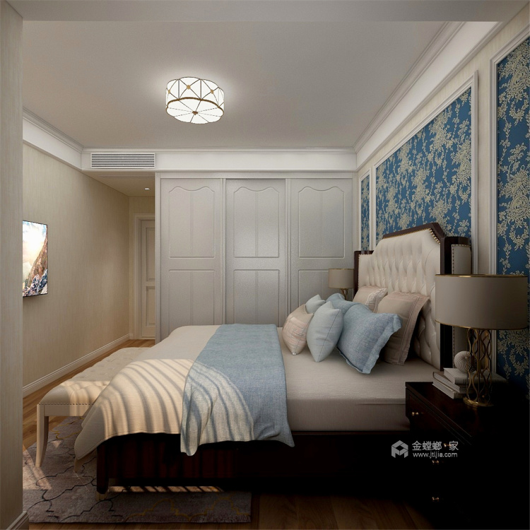 147平中海国际三区美式风格-卧室效果图及设计说明