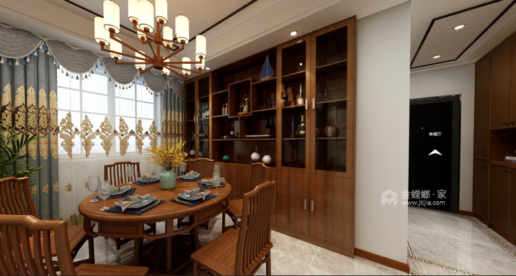 210平白金瀚宫新中式风格-餐厅效果图及设计说明