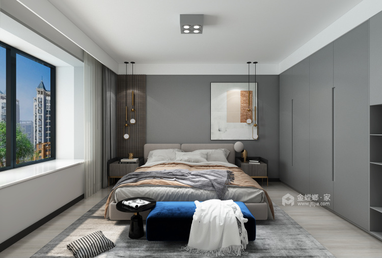 141平秋月华庭现代风格-卧室效果图及设计说明