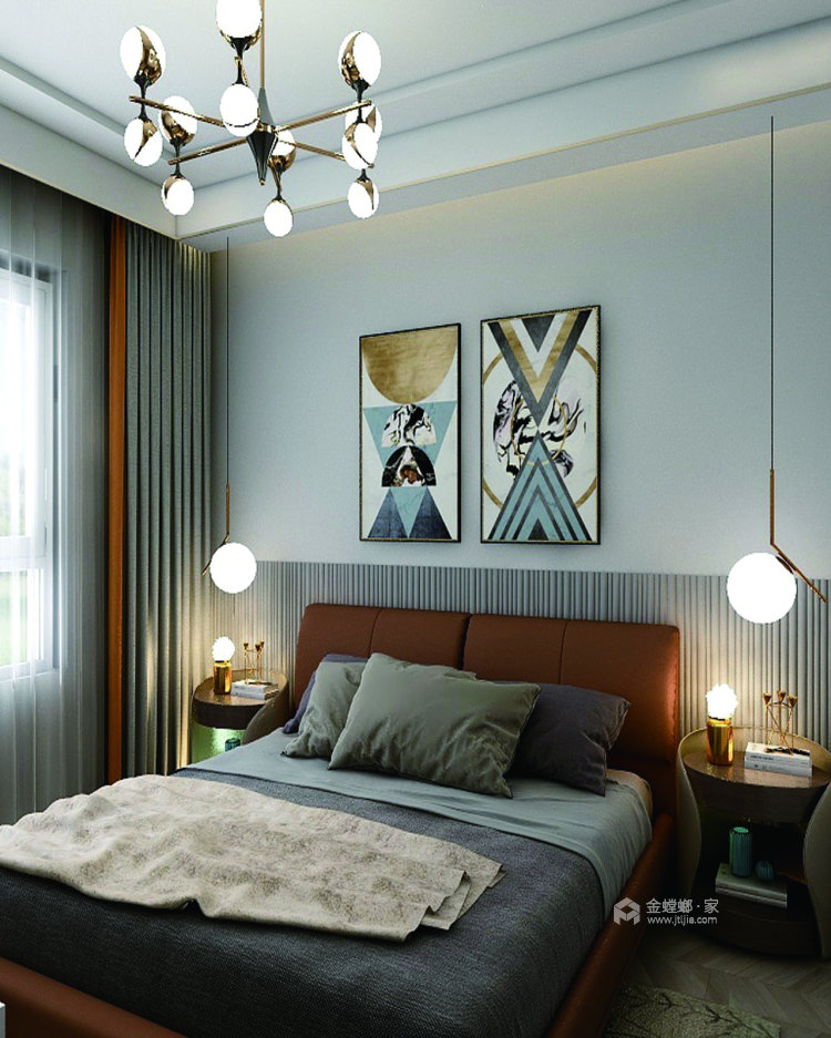 120平上海花园现代风格-卧室效果图及设计说明