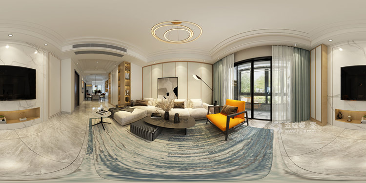 143平美的君兰江山现代风格-客厅效果图及设计说明