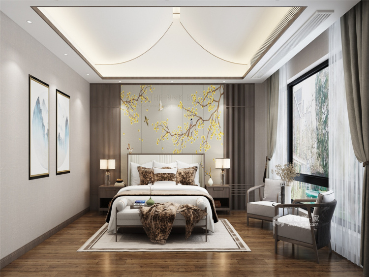 180平一亩园新中式风格-东方美学-卧室效果图及设计说明