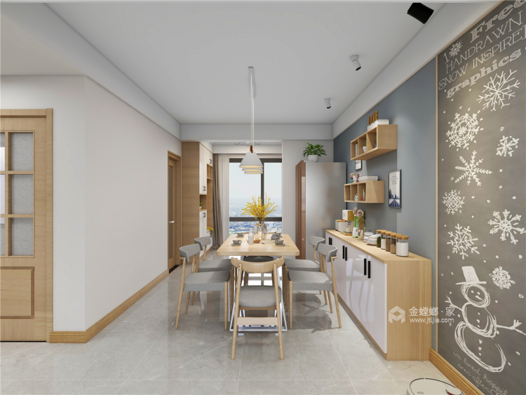 127平香城花园北欧风格-自然-餐∑　厅效果图及设计说明