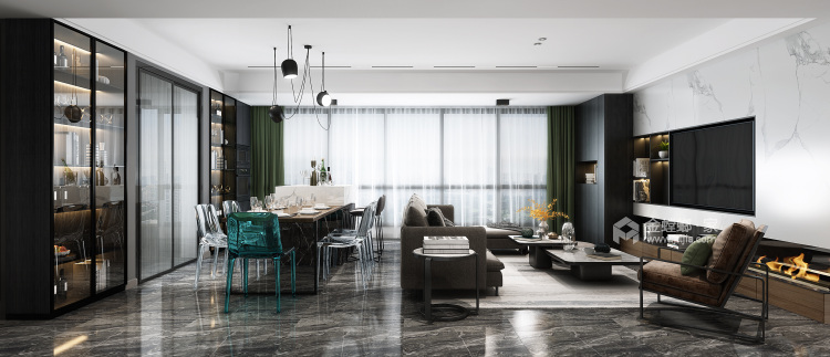 210平鹭洲国际现代风格-高级黑的住宅-餐厅效果图及设计说明