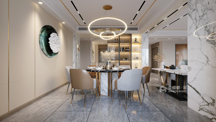 160平御景湾现代风格-时尚轻奢-餐厅效果图及设计说明