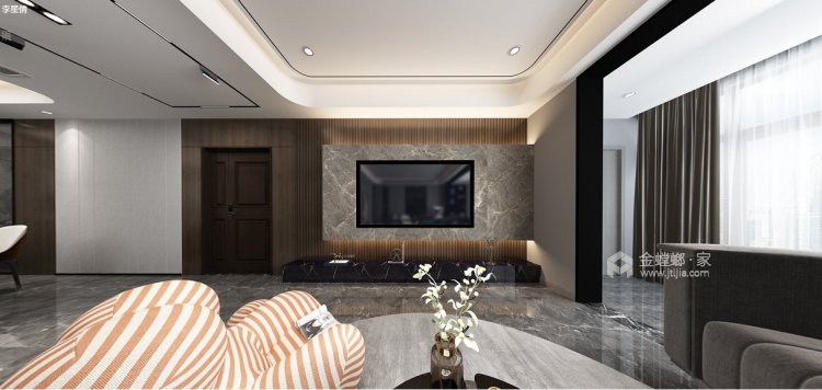 182平紫境府现代风格-意式奢想家-客厅效果图及设计说明