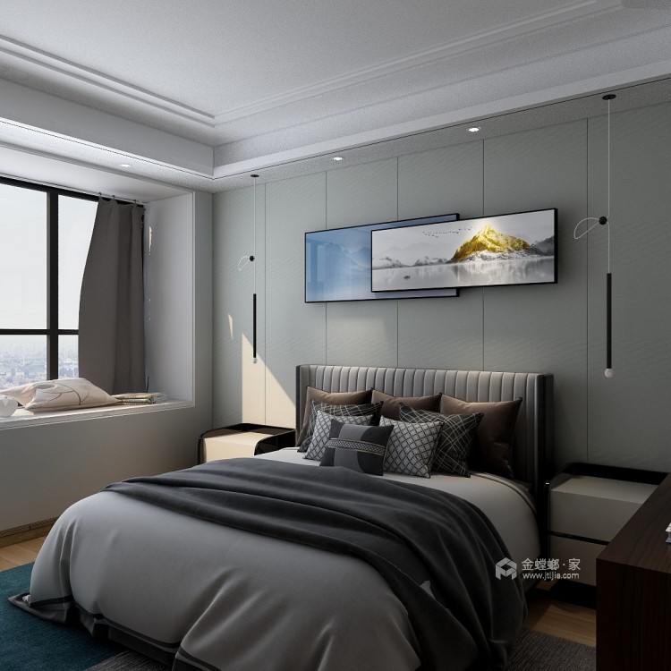 182平紫境府现代风格-灰度空间-卧室效果图及设计说明