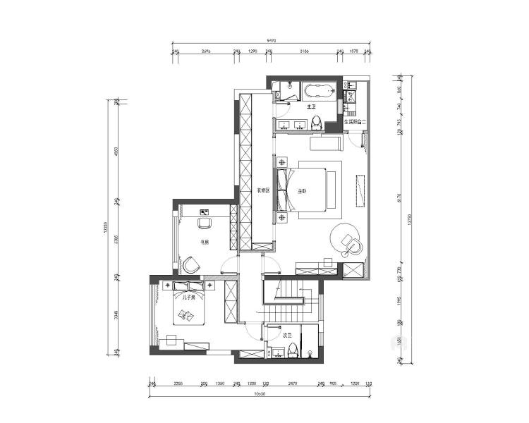 210平鹭洲国际现代风格-高级黑的住宅-平面设计图及设计说明