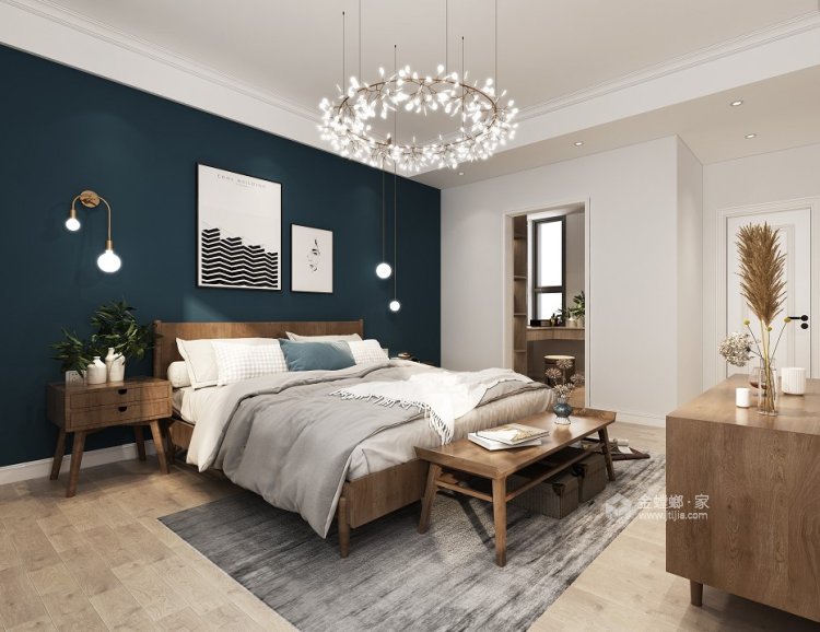 120平蓝谷地北欧风格-卧室效果图及设计说明
