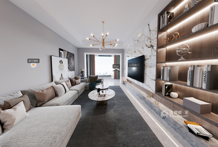 116平紫境府北欧风格-舒适三居-客厅效果图及设计说明