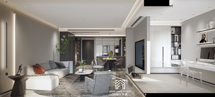 140平民生丽岛现代风格-简洁空间，禅意生活-客厅效果图及设计说明