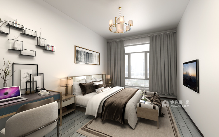 96平幸福里二期新中式风格-现代与古典的完美结合-卧室效果图及设计说明