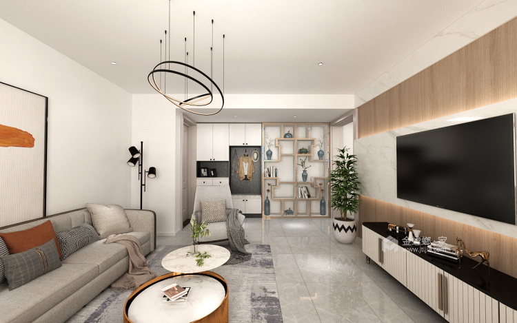 106平万豪伊顿现代风格-简单舒适-客厅效果图及设计说明