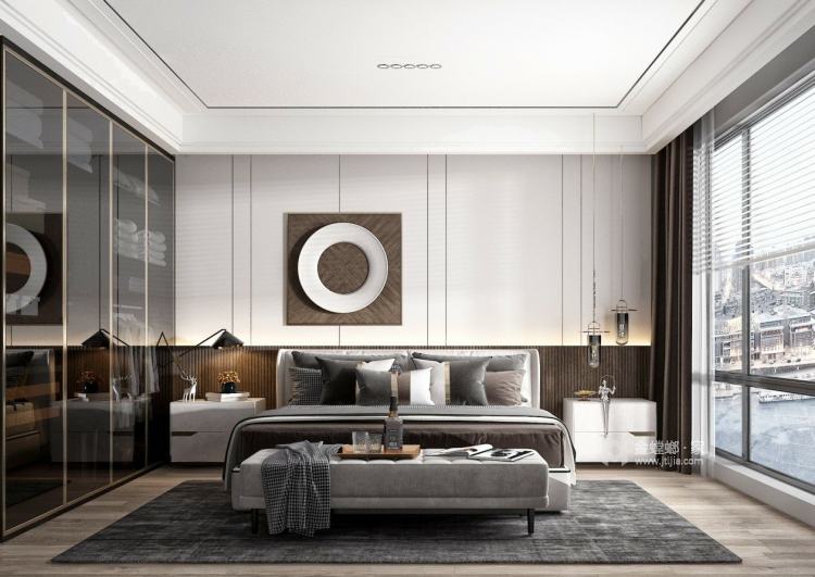 166平中心城四期现代风格-卧室效果图及设计说明