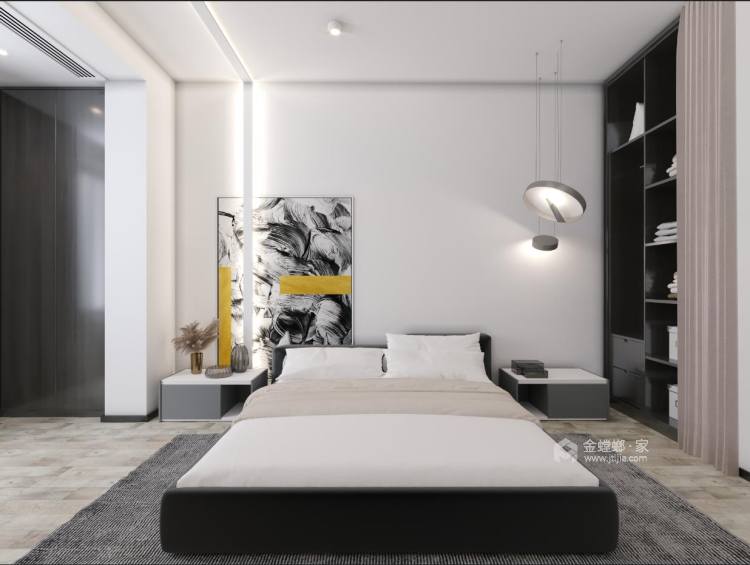 180平金地都会现代风格-原木与白，理性与感性的平衡-卧室