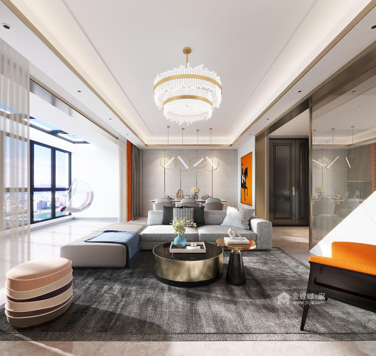 185平南山楠现代风格-质地清透 如钻石般精致的家-客厅效果图及设计说明