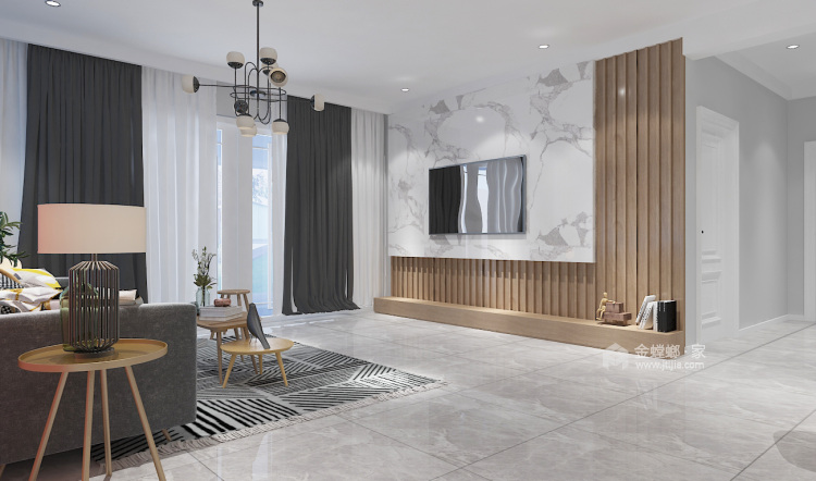 138平中南珑悦北欧风格-原木北欧风，宁静且优雅-客厅效果图及设计说明